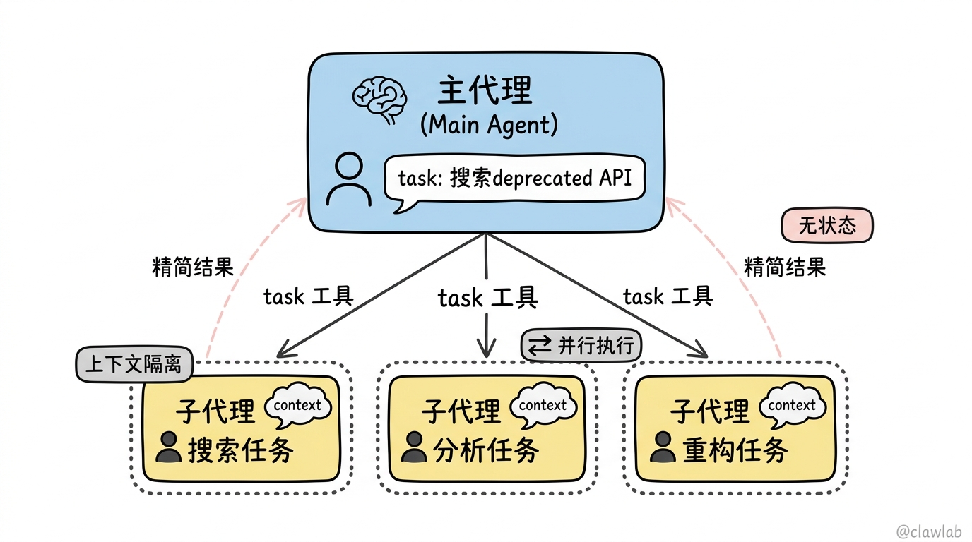 子代理任务委派与上下文隔离